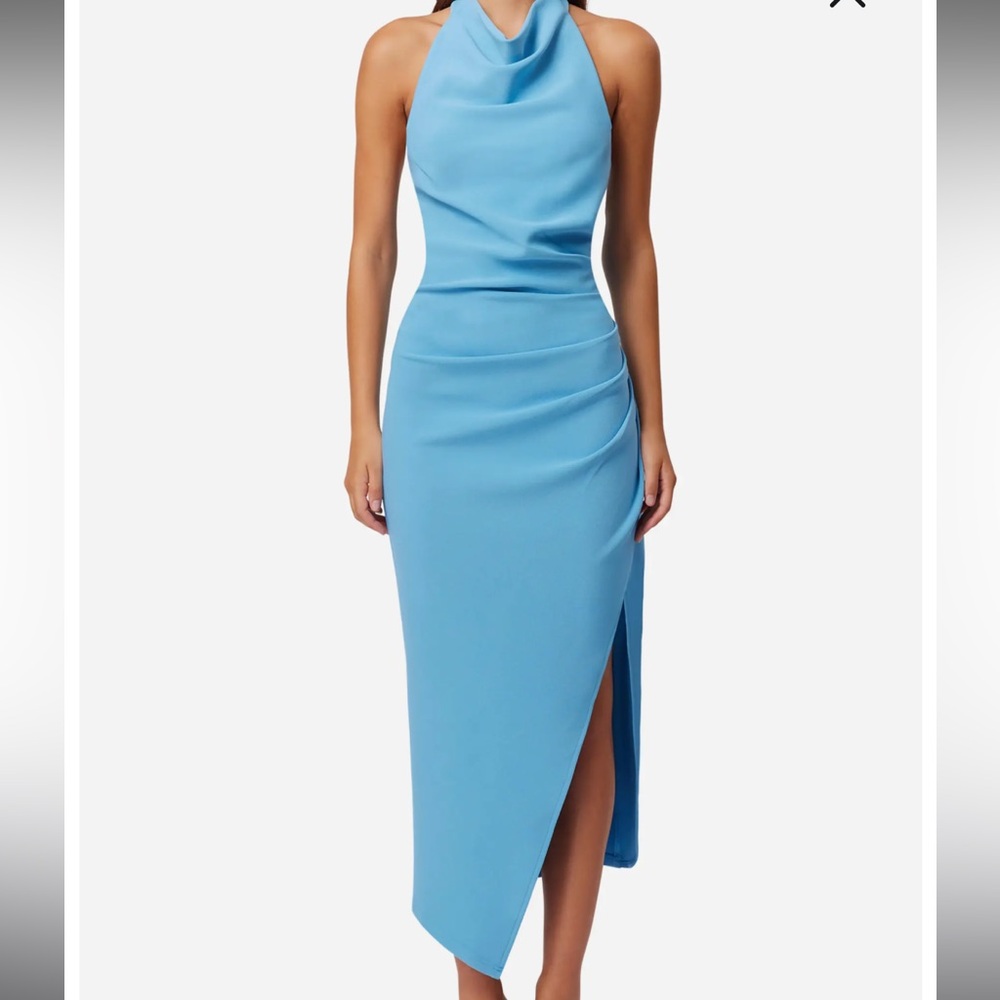 Paxton Halter Cowl Neck Sheath Midi Dress